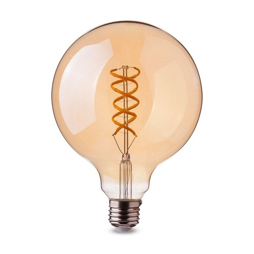 E27 5W LED Globe Spiraal Filament - Ø95mm, Extra Warm Wit, Kooldraad