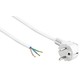 1,5 meter stroomkabel - 250V, IP20 binnenshuis, wit, Schuko-stekker en gestripte draden, 16A