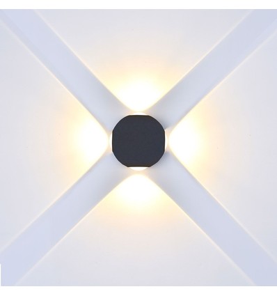 4W Wandlamp - IP65 buiten, rond, zwart, incl. lichtbron