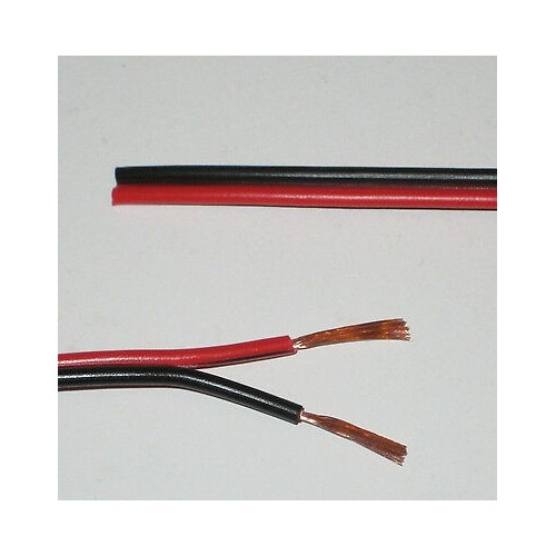 12-24V kabel rood/zwart - 2x0,5mm², per meter, min. 5 meter
