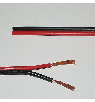 12-24V kabel rood/zwart - 2x0,5mm², per meter, min. 5 meter
