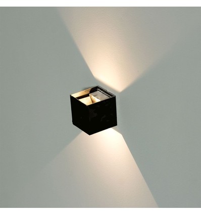 12W LED-wandlamp - IP65 buiten, zwart, vierkant, verstelbare stralingshoek, incl. lichtbron