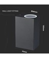 GU10 Wandlamp met up/down licht - IP44 buiten, zonder lichtbron
