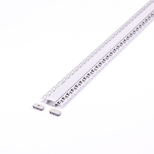 VT-8101 aluminium profiel voor inbouw - 2 meter, inclusief melkachtig wit cover en eindstukken