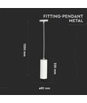 V-Tac moderne hanglamp - Wit met zwart, Ø8 cm, GU10