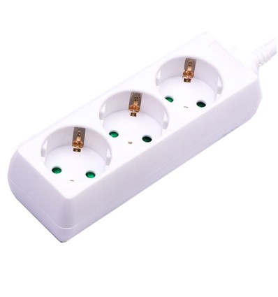 V-Tac stekkerdoos - 3 gewone stopcontacten, wit, 3 meter kabel