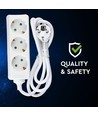 V-Tac stekkerdoos - 3 gewone stopcontacten, wit, 3 meter kabel