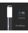 V-Tac zwarte tuinlamp - 80 cm, IP44 buiten, PIR sensor, E27 fitting, zonder lichtbron