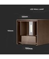 11W LED wandlamp - IP65 buiten, vierkant, verstelbare stralingshoek, incl. lichtbron, corten