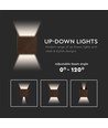 11W LED wandlamp - IP65 buiten, vierkant, verstelbare stralingshoek, incl. lichtbron, corten
