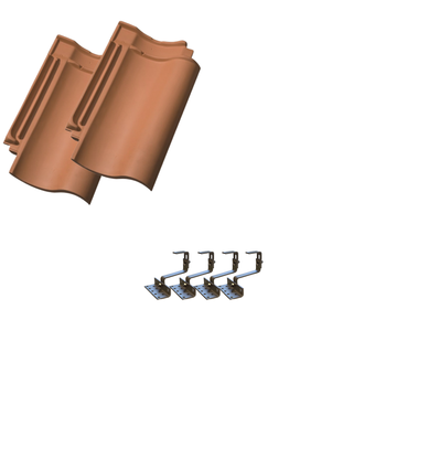 Montagemateriaal, extra rij - Voor zwarte rail, dakpannen, voor 35mm paneel