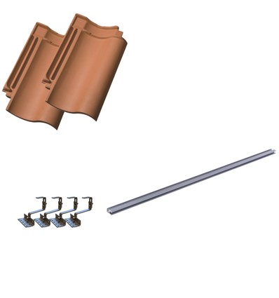 Montagemateriaal, 1 extra paneel - Aluminium profiel, dakpannen, voor 30mm paneel