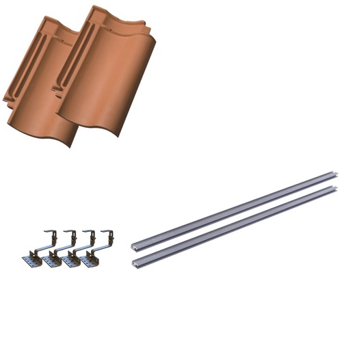Startersset montagemateriaal, voor 2 panelen - Aluminium rail, dakpannen, voor 30mm paneel