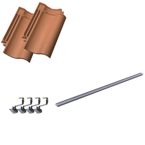 Montagemateriaal, 1 extra paneel - Aluminium rail, dakpannen, voor 35mm paneel