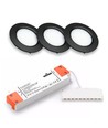 Set van 3 Reco68 meubelspots dimbaar - Zwart, incl. dimbare voeding