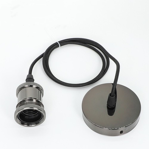 Lampfitting & rozet, Designer - Zwart parelmoer kleur, 150cm snoer, E27