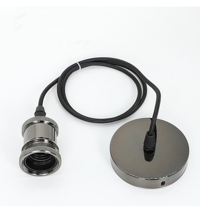 Lampfitting & rozet, Designer - Zwart parelmoer kleur, 150cm snoer, E27