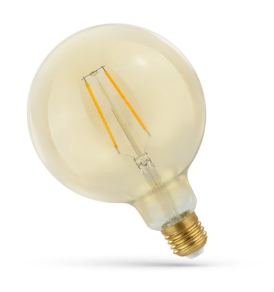 E27 5W LED globe lamp - Kooldraad, 12,5 cm, amberkleurig glas, extra warm