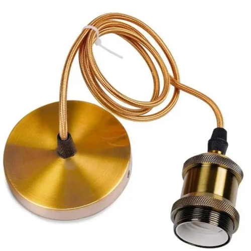 Lampfitting & rozet, Designer - Antiek brons, 150 cm snoer, E27