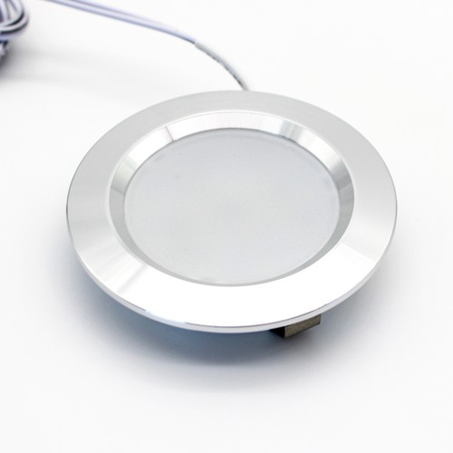 2,7W Ø6,8cm Reco68 meubelspot inbouw RA92 - 12V DC, Zaaggat: Ø5,5 cm, Afmetingen: Ø6,8 cm, geborsteld staal