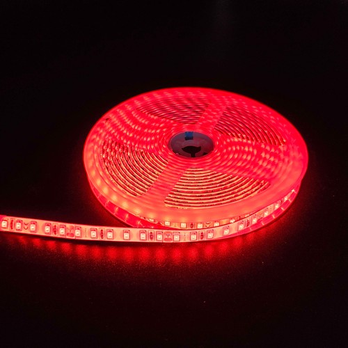5m 10W/m Rode LED-strip - 24V DC, IP65, 120 LED's per meter