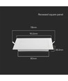 3W 9x9cm LED inbouwpanel - Zaagmaat: 8cm x 8cm, Afmetingen: 9cm x 9cm