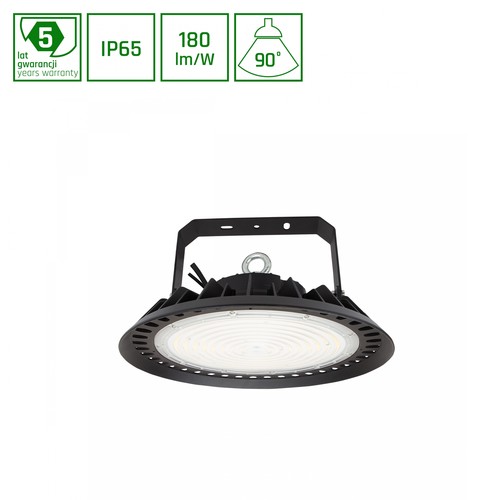 200W LED high bay, 180lm/W - DALI dimbaar, 90 graden, IP65, IK08, zwarte behuizing