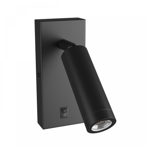 Mini GU10 slim wandlamp - Met schakelaar, Ø3,8x9,5 cm, zwart, rond, zonder lichtbron