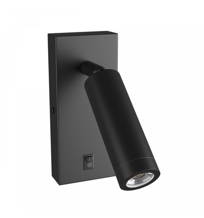 Mini GU10 slim wandlamp - Met schakelaar, Ø3,8x9,5 cm, zwart, rond, zonder lichtbron