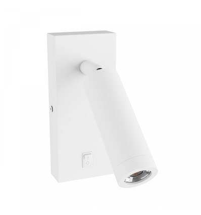 Mini GU10 slim wandlamp - Met schakelaar, Ø3,8x9,5 cm, wit, rond, zonder lichtbron