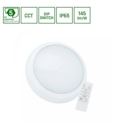 30W NYMPHEA CITY PRO 2 LED plafondlamp met sensor - 4400lm, CCT, IP65, IK08, incl. afstandsbediening, 5 jaar garantie