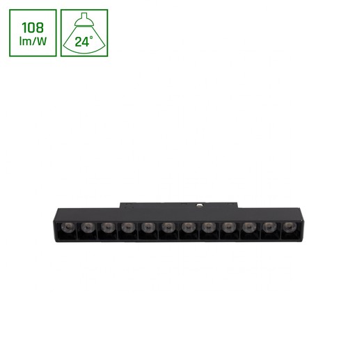 12W SHIFT Basic Lineaire Lamp - 3000K, Zwart, Rooster S, 22cm