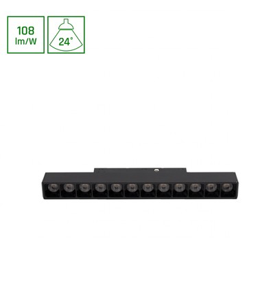 12W SHIFT Basic Lineaire Lamp - 3000K, Zwart, Rooster S, 22cm