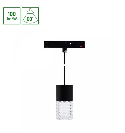6W SHIFT BASIC HANGIT CRISTAL railspot - 48V, 3000K, 100lm/W, magnetische pendel, incl. lichtbron