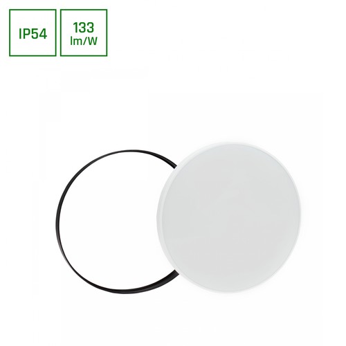 40W neutraal wit 230V 115° IP54 Ø485x70 wit/zwart rond met sensor