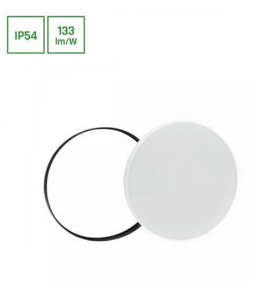 40W LED plafondlamp met sensor - Ø48,5cm, 133lm/W, IP54, zwart/witte rand, warm wit