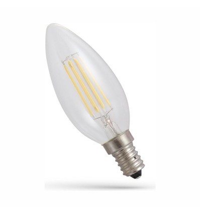 E14 5,5W LED kaarslamp - Filament, helder glas, 700lm, 2700K, C35