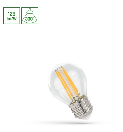 E27 5,5W LED kogellamp filament - G45, 700lm, 4000K, 300° stralingshoek, vervangt 55W