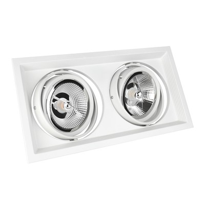 GU10 x2 AR111 MDD MAXI DUE inbouwspot - Wit, aluminium, 186x336 mm, zonder lichtbron