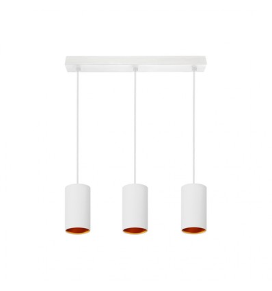 CHLOE GU10 x 3 - IP20 Hanglamp, Wit, Goud, Rechthoekige Basis, Zonder Lichtbron
