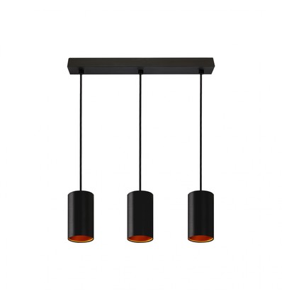 CHLOE GU10 X3 IP20 HANG LAMP ZWART GOUD RECHTHOEKIGE BASIS