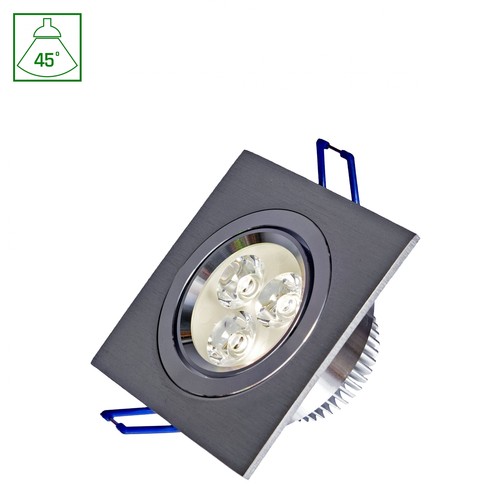 3W Fiale vierkante LED inbouwspot - 45 graden, warm wit, 3x1W LEDs
