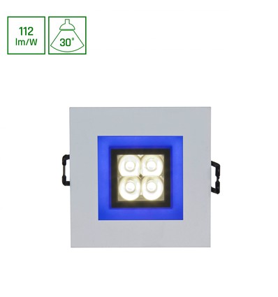 FIALE 4LED 4x1W 30° 230V - Vierkant, Koud wit, LED, Spot, Blauwe rand