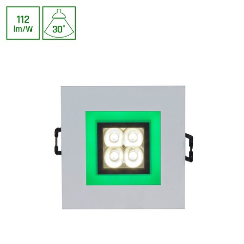 FIALE 4LED 4x1W 30° 230V - Vierkant, Warm wit, LED, Spot, Groene rand