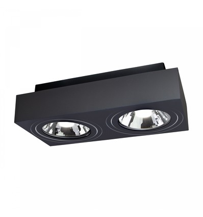 Mirora AR111 X2 dubbele opbouwspot - Zwart, rechthoekig, verstelbaar, voor 2x GU10, 29,3 x 14,5 cm