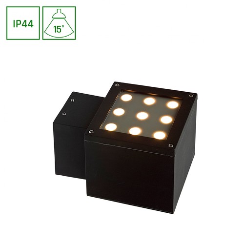 9W Torre wandlamp - 15 graden, IP44, koud wit, 810lm, incl. lichtbron