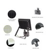 30W LED breedstraler met sensor - 6000K (Koud wit), zwart