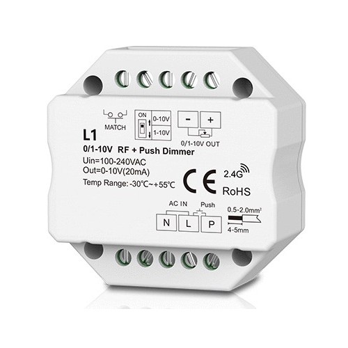 LEDlife rWave 1-10V inbouwdimmer - RF, push-dim, LED dimmer, voor inbouw