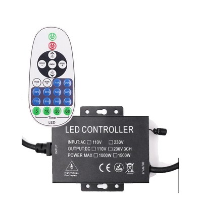 RF draadloze timer+dimmer met afstandsbediening - Voor 230V 8x16 Neonflex, geheugen, max 100m, IP67