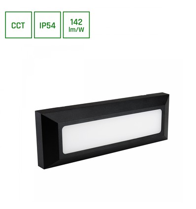 6W Encanta CCT LED gevelarmatuur - 142lm/W, IP54, zwart, 3-in-1 CCT, buiten wandlamp